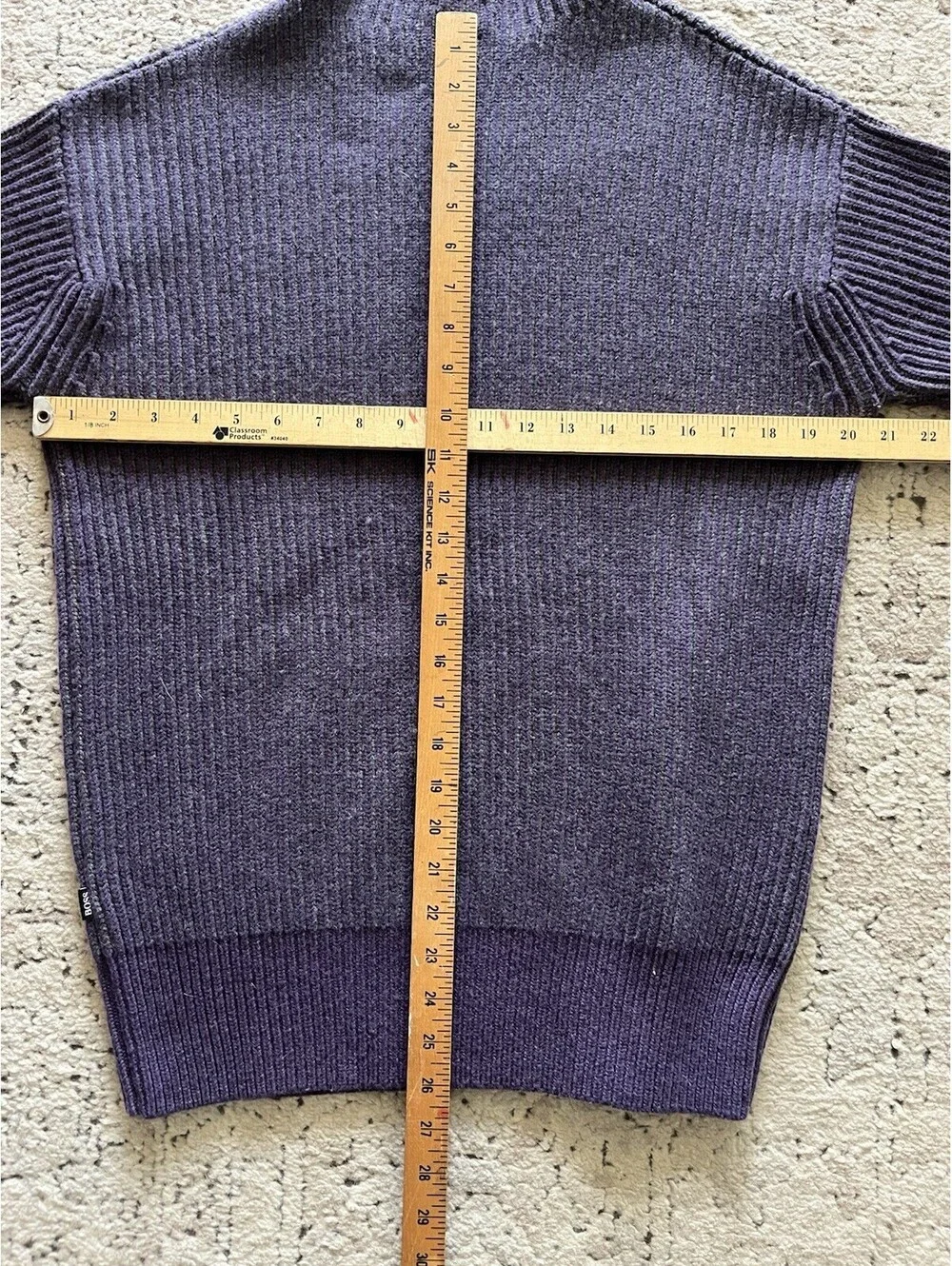 Hugo Boss Extrafine Lambswool Purple Ribbed Knit Sweater⁠  L